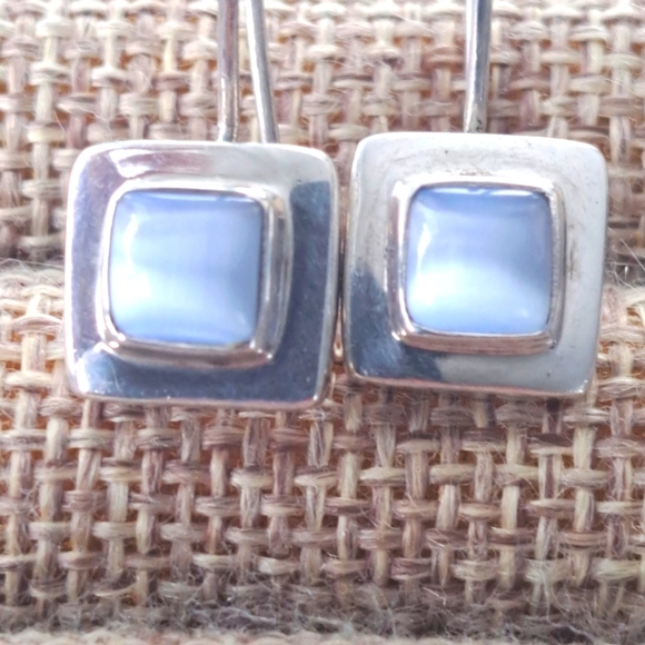 925 sterling  silver blue earrings - Picture 2 of 6